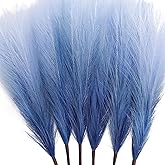 TENDER EPOCH 6 PCS Faux Pampas Grass Arrangement - 18"/45cm Artificial Fluffy Pompous Grass Stems for Boho Chic Home and Wedding Decor (Blue Gradient)