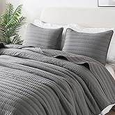 ROARINGWILD Dark Grey Twin Size Quilt Bedding Sets with Pillow Shams, Lightweight Soft Bedspread Coverlet, Quilted Blanket Thin Comforter Bed Cover for All Season, 2 Pieces, 68x90 inches