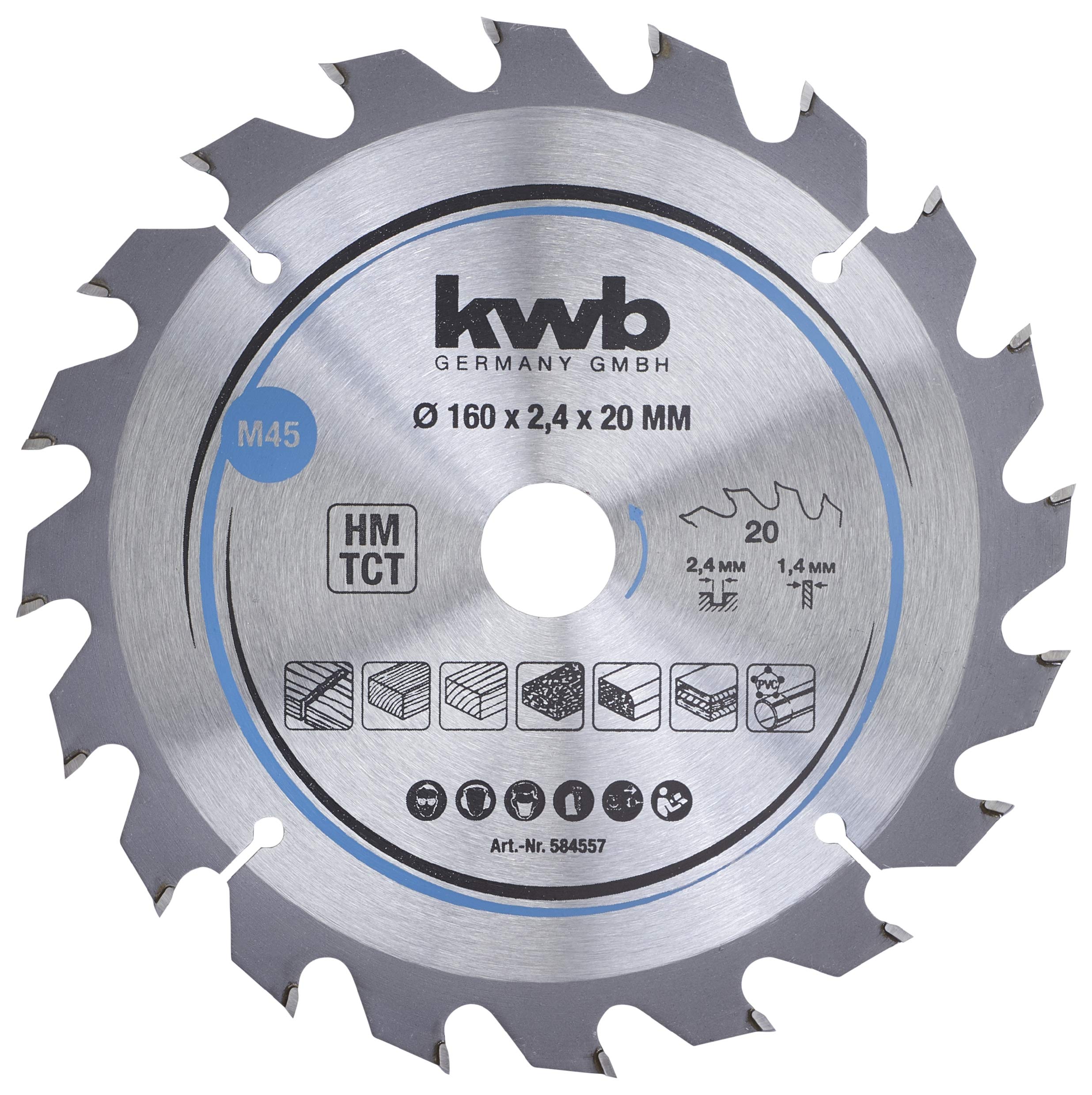 KWB Circular Saw Blade 160 X 20 MM - Fast Cut, Suitable for SOFTWOOD, Hardwood, and Panels