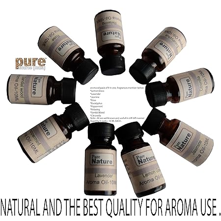 Pure Source India Set Of 9 Bottle Aroma Oil,Relaxing 10 Ml Each