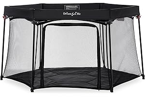 Dream On Me Onyx Baby Playpen, Zipper Access Door, Breathable Mesh Sides, Soft Comfortable Mattress Padded Floor, Easy Fold Design with Travel Carry Bag, Compact Easy to Fold Design - Black
