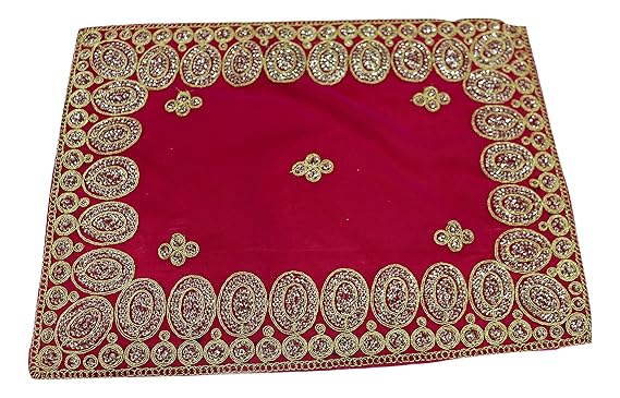 Generic Velvet Puja Assan (10 x 14 inch, Pink)