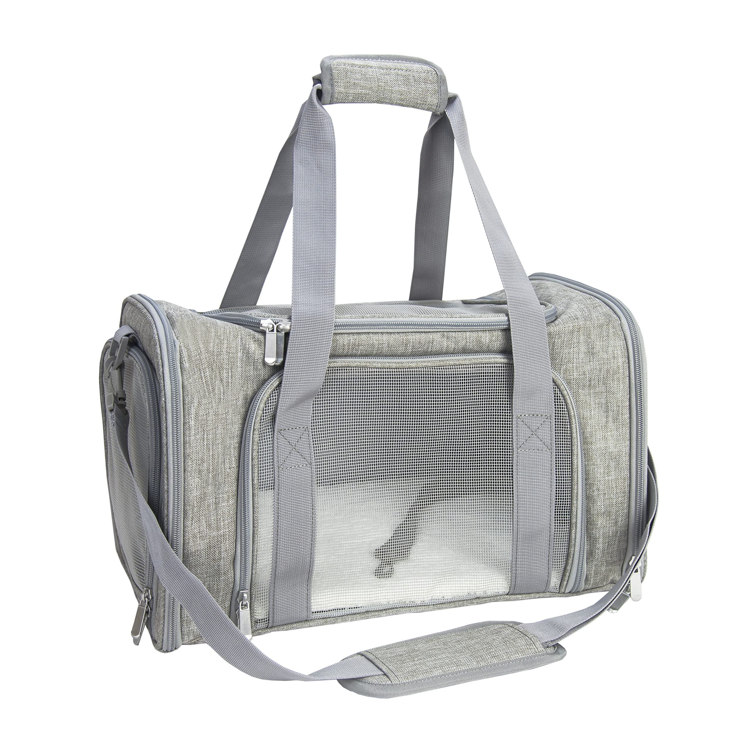 NextFri Soft Sided Carrier for Small Medium Cats Dogs,Removable Pad Collapsible Travel Pet Carrier Large Grey Image