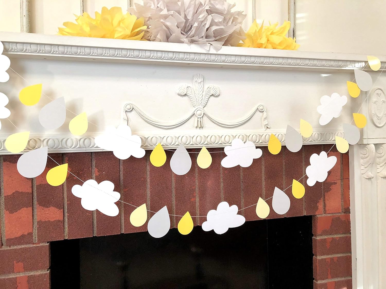 Amazon Com Baby Sprinkle Decorations Yellow Raindrop Garland