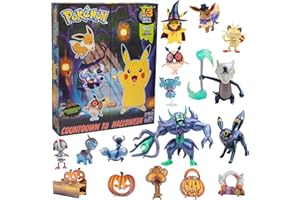 POKEMON Pokémon 2024 Halloween Countdown Advent Calendar for Kids, 16 Gift Playset - 13 Days of Reveal with 11 Toy Character Figures & 5 Accessories - Pikachu, Eevee, Meowth & More - 4.5" Deluxe Action Grimmsnarl - For Boys & Girls Age 4+