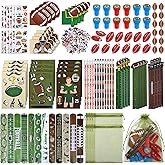 Aneco 340 Piece Football Party Favor Set Football Goodie Bag Stuffers Mini Card Pencil Sharpener Eraser Stamp Slap Bracelet Sticker School Stationery Bulk for Sport Party Team Game Prize Birthday Gift