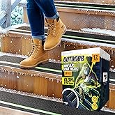 THUNDER GRIP Grip Tape for Stairs 30" x 6" - 12-Pack Glow in The Dark Outdoor Stair Treads Non-Slip Weather Resistant - Anti Slip Tape for Exterior Wooden Steps - Waterproof 80-Grit Adhesive Treads