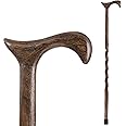 Brazos Handcrafted Wood Walking Cane, Twisted Oak, Derby Style Handle, for Men & Women, Made in The USA