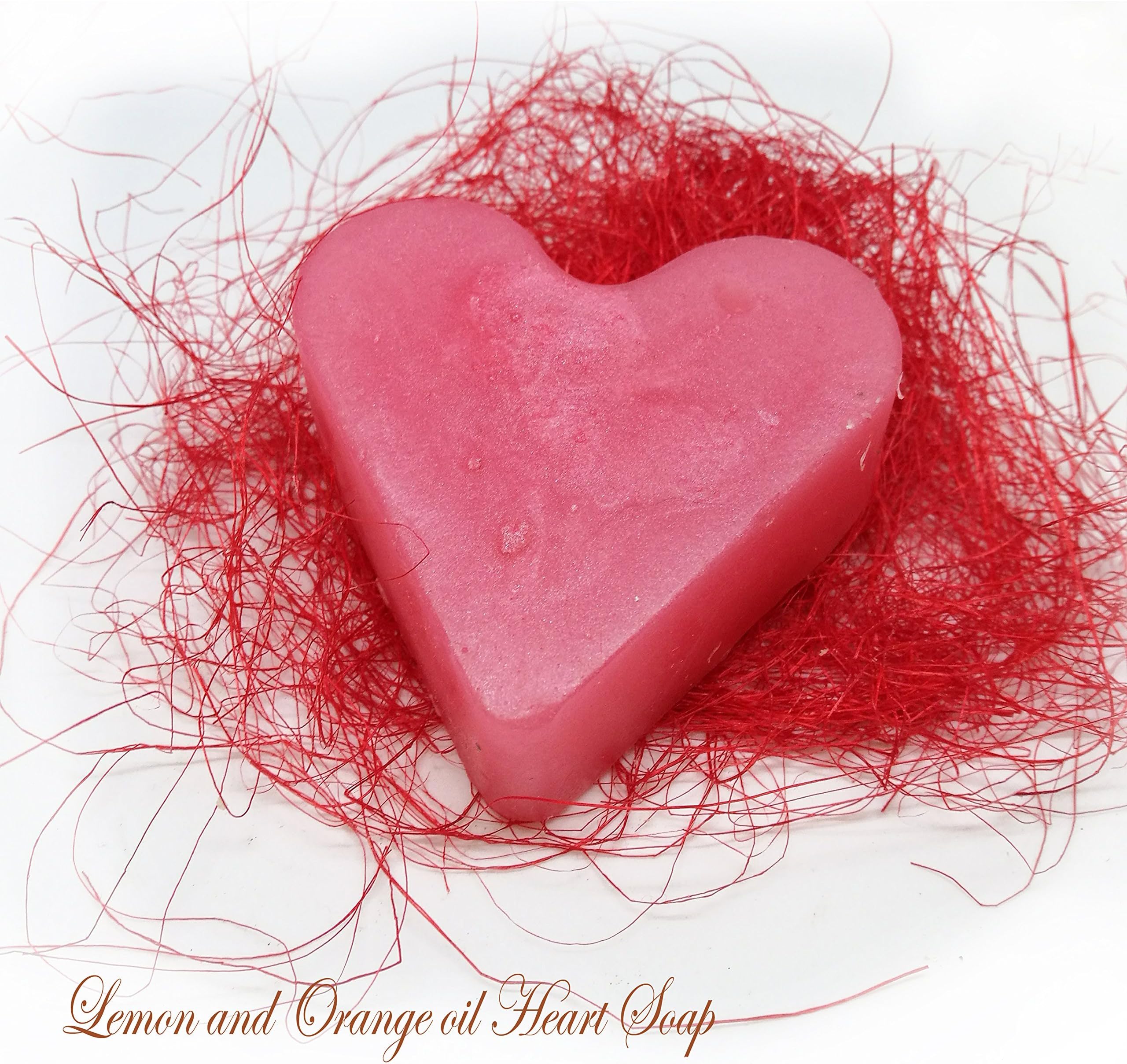 Sweet heart shaped Lemon and Orange oil soap bar handmade heart form