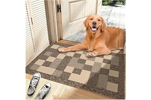 LWYYQB Mud Mats for Dogs Dirt Trapper Dog Mat for Muddy Paws Non-Slip Mud Mats for Indoor Washable Microfiber Dog Rugs for Entryway Clean Dogs Feet Inside Door Mat for Home Entrance 32"x20" Brown