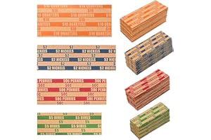 L LIKED 300 Assorted Flat Striped Coin Wrappers, 75 of Each Pennies, Nickels, Dimes and Quarters