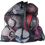 Super Z Outlet Sports Ball Bag Drawstring Mesh - Extra Large Professional Equipment with Shoulder Strap Black (30" x 40" Inch