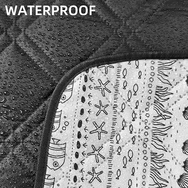 PICYALO OUTDOOR PICNIC BLANKET WHITE FISH 60″X80″ SANDPROOF BEACH BLANKET WATERPROOF PICNIC BLANKETS FOLDABLE FOR CAMING, BEACH, OUTDOOR ACTIVITIES.