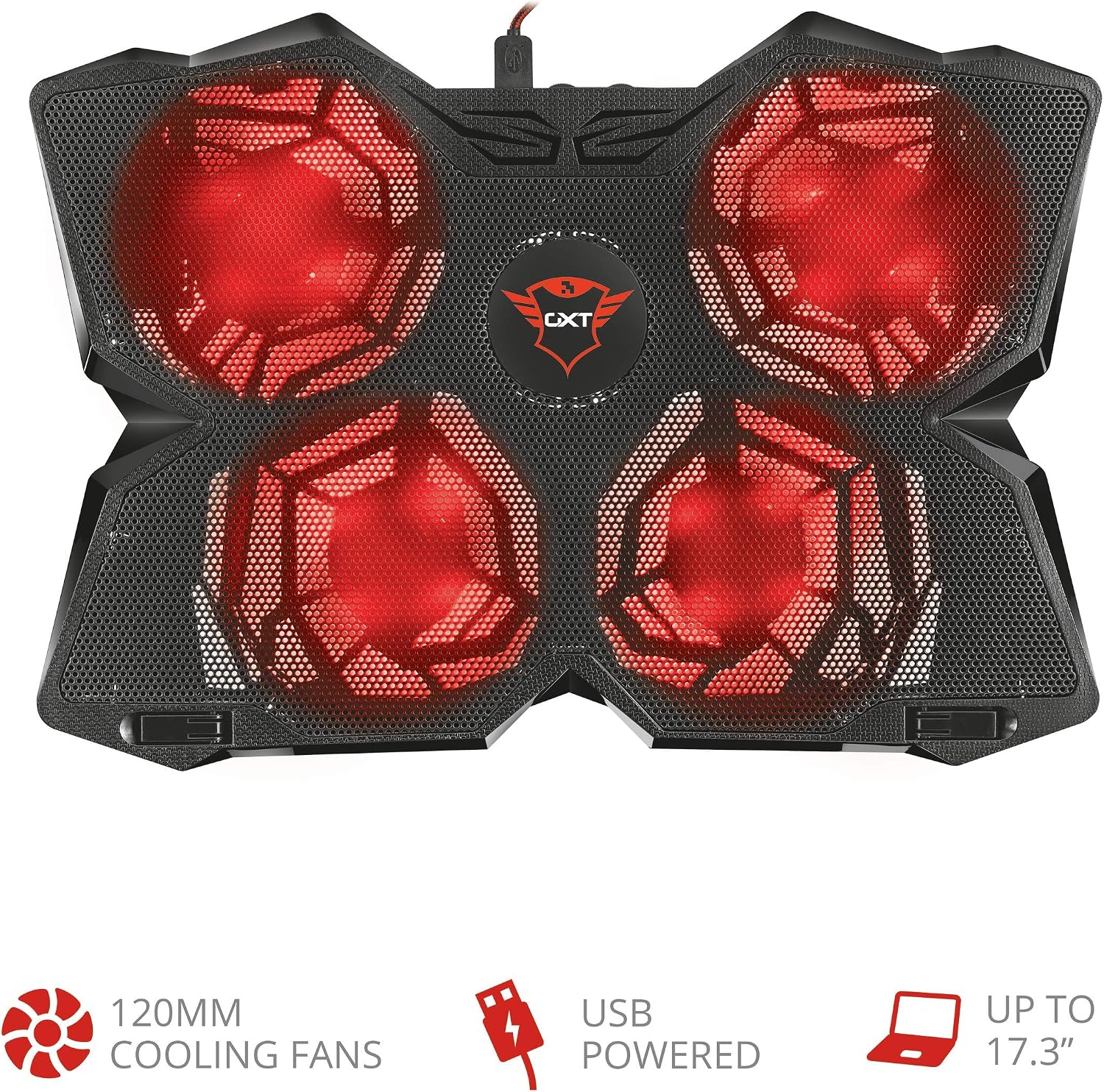 Trust Gaming GXT 278 Yozu Laptop Cooling Stand, Cooler for 17.3 inch Laptops, Height Adjustable Stand, 4 Illuminated Fans - Image 3