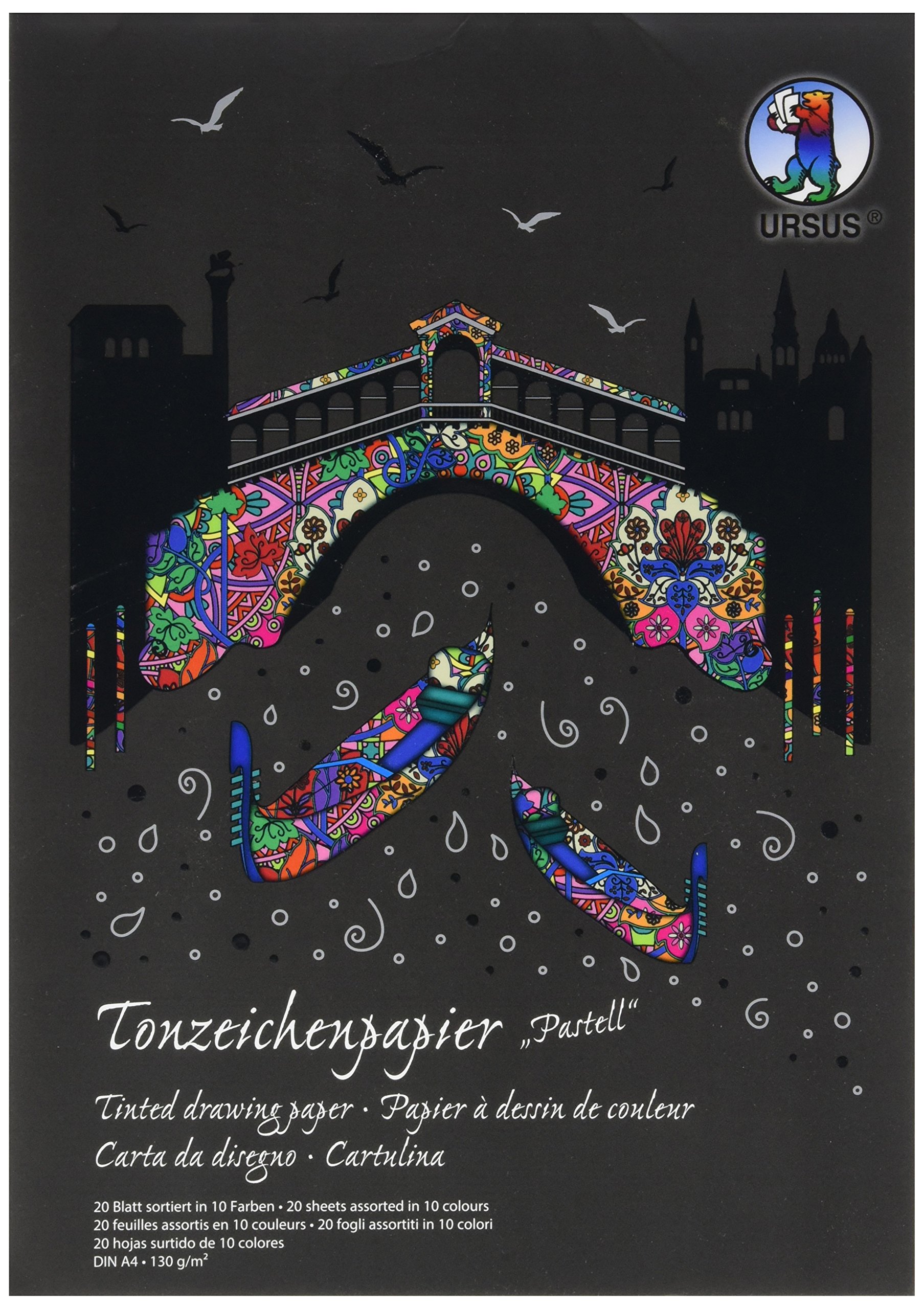 Ursus 2144699SE Pastel Coloured Paper Pad, DIN A4, 20 Sheets, 130 g/m², Fresh Cellulose, Wood and Chlorine Free, Ideal for Card Making, Scrapbooking and Creative Crafts