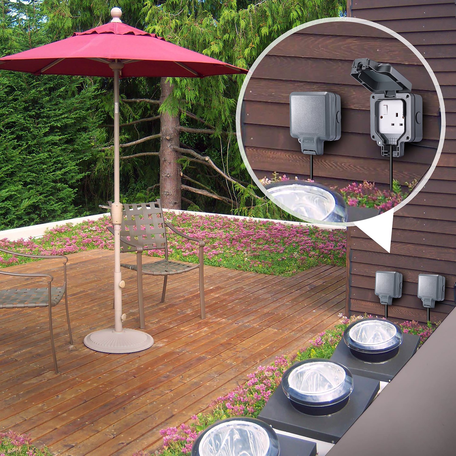 Veryredtek Weatherproof Socket, Single Outdoor Socket 13A IP66 Rated