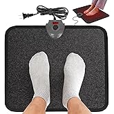 Hodeamy Heated Floor Mat Under Desk for Foot Warmer - Wider 110V Adjustable Temperature Electric Space Heaters Heating Pad - Carbon Crystal & Energy Saving Feet Warmers for Office,Home (Black Gray)