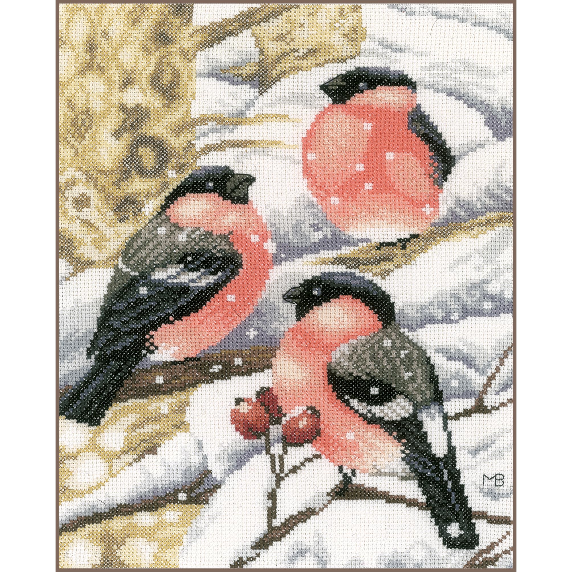 Lanarte Counted Cross Stitch Kit Bullfinch (Evenweave), Fabric, Assorted, 32 x 22.5 x 2 cm