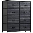 YITAHOME Cloth Dresser with 8 Drawers - Fabric Dresser for Closet, Chester Drawers for Bedroom, Hallway, Closets - Sturdy Steel Frame, Wooden Top & Easy Pull Fabric Bins, Charcoal Black Wood Grain