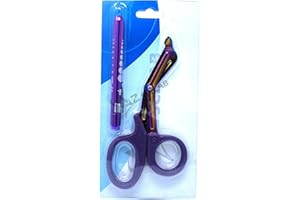 A2Z SCILAB Heavy Duty Reusable Penlight + Nurse Doctor Medical Paramedic Trauma Utility Tactical Shears Scissors 7.25" (A2ZSCILAB) (PURPLE MULTI RAINBOW COLOR)