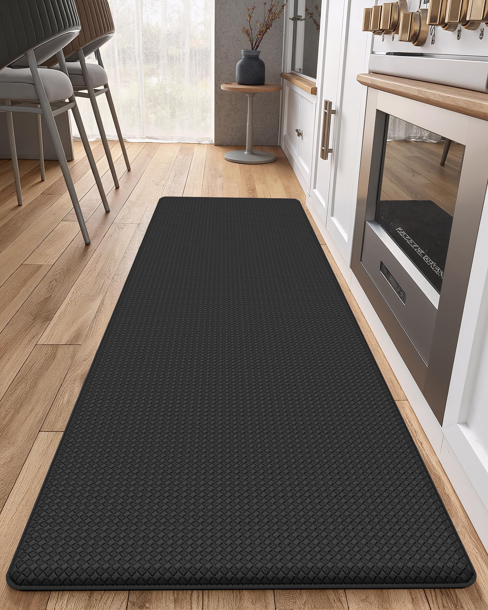Photo 1 of Color&Geometry Anti Fatigue Cushion Kitchen Mat for Floor -17"x79",Long,Easy Clean, Water & Oil Proof, Anti Slip, Foam Rubber Runner Rug for Front Sink Comfort Standing,Black