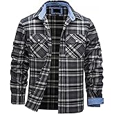 TACVASEN Mens Flannel Shirt Long Sleeve Plaid Shirts Cotton Lightweight Casual Button Down Work Shirt with 2 Pockets