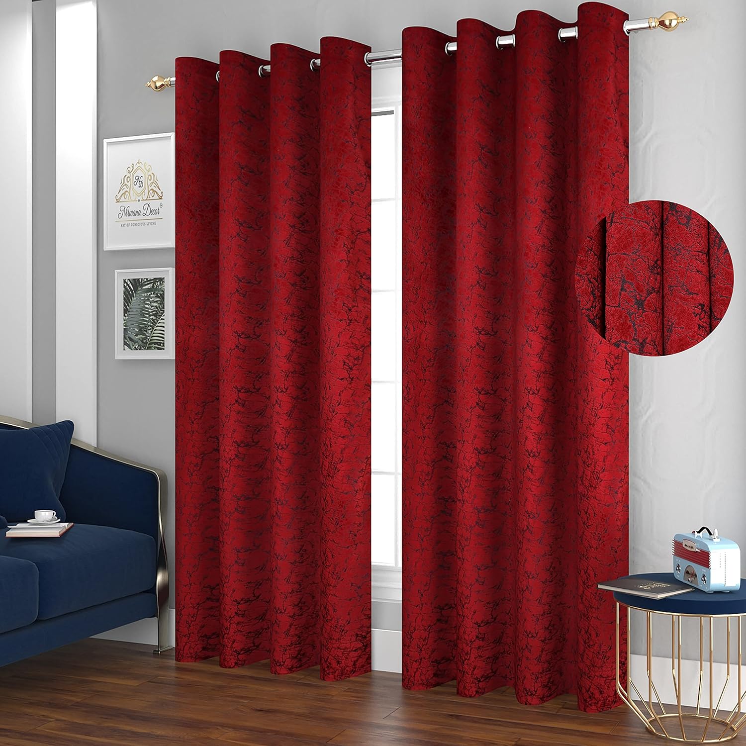 Buy Nirwana decor Haven Velvet Room Darkening Curtains with Loop/tie