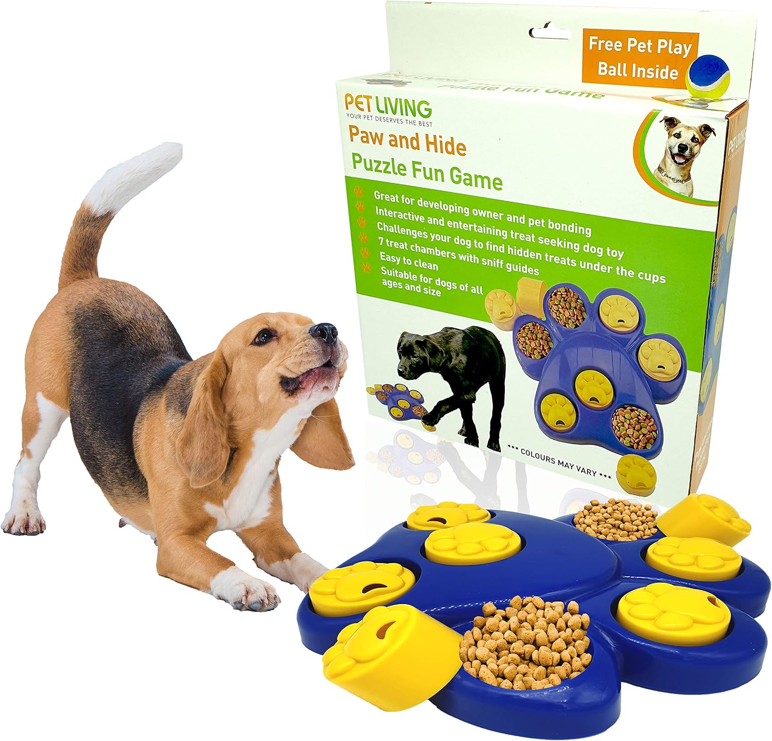 Pet Toys PAW PUZZLE Interactive Dog Toys for Boredom Hide Treat and Train Dog Activity Toy Fun Game for Slow Feeding Pet Food Bowl (Blue)