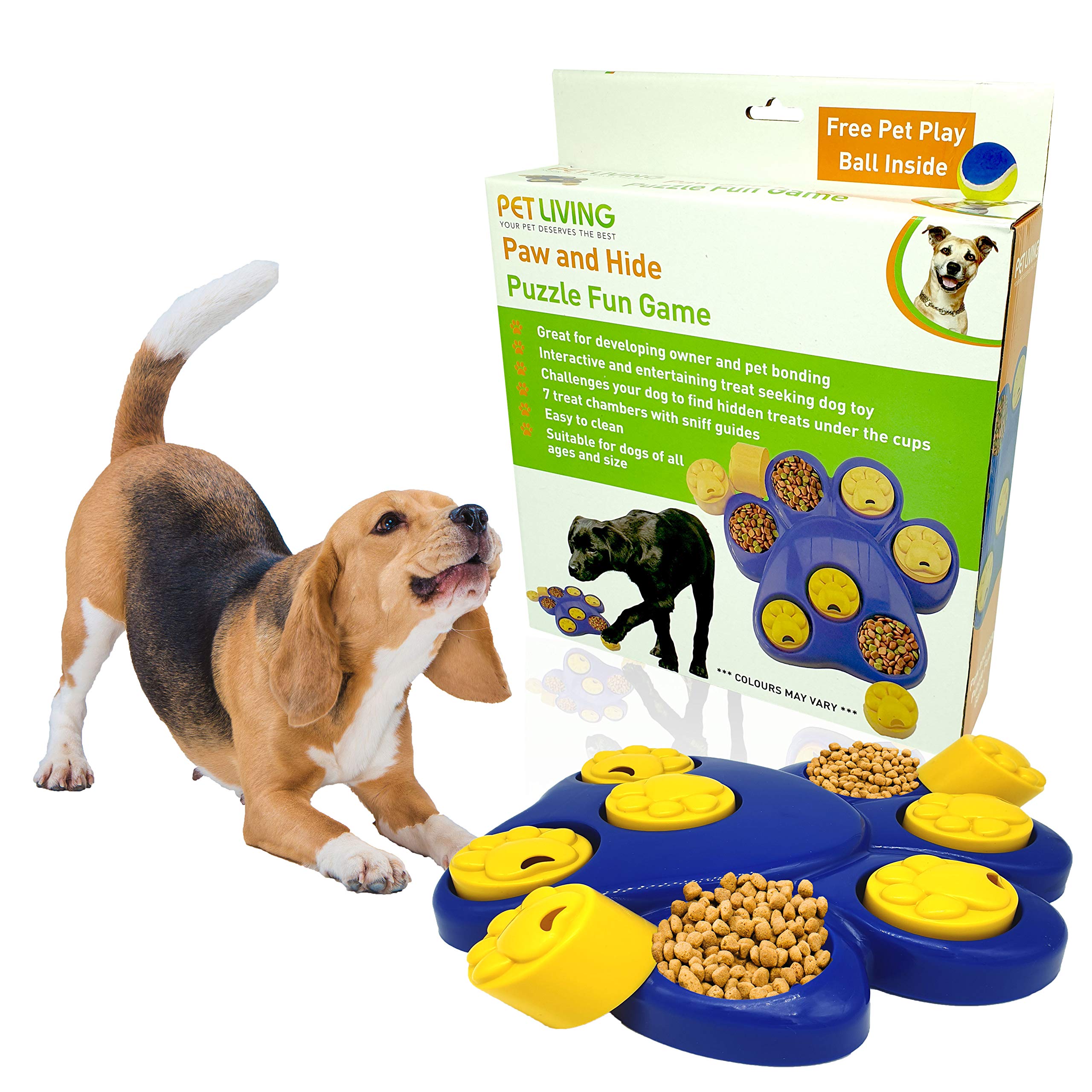 Pet Toys PAW PUZZLE Interactive Dog Toys for Boredom Hide Treat and Train Dog Activity Toy Fun Game for Slow Feeding Pet Food Bowl (Blue)