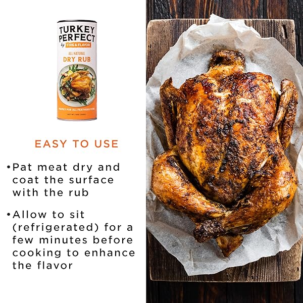 FIRE & FLAVOR TURKEY PERFECT NATURAL DRY RUB – TURKEY AND CHICKEN SEASONING – HERBS, SPICES & SEASONINGS – SEASONINGS FOR COOKING – 8OZ.