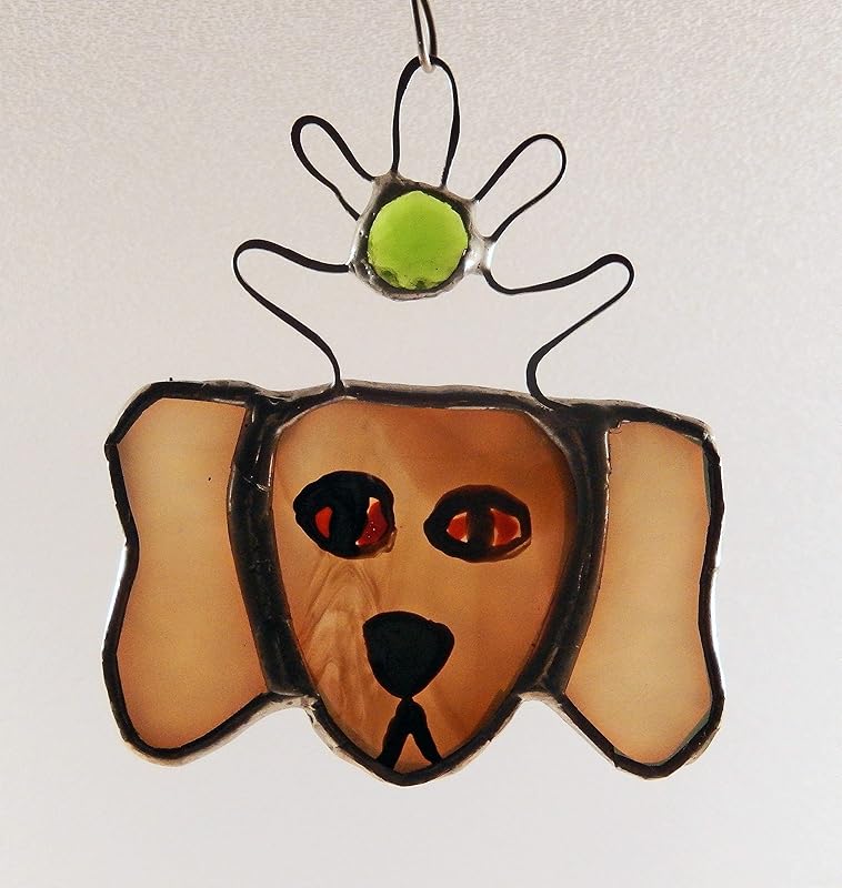Dog Ornament, Dog Suncatcher, Stained Glass Dog Enameled