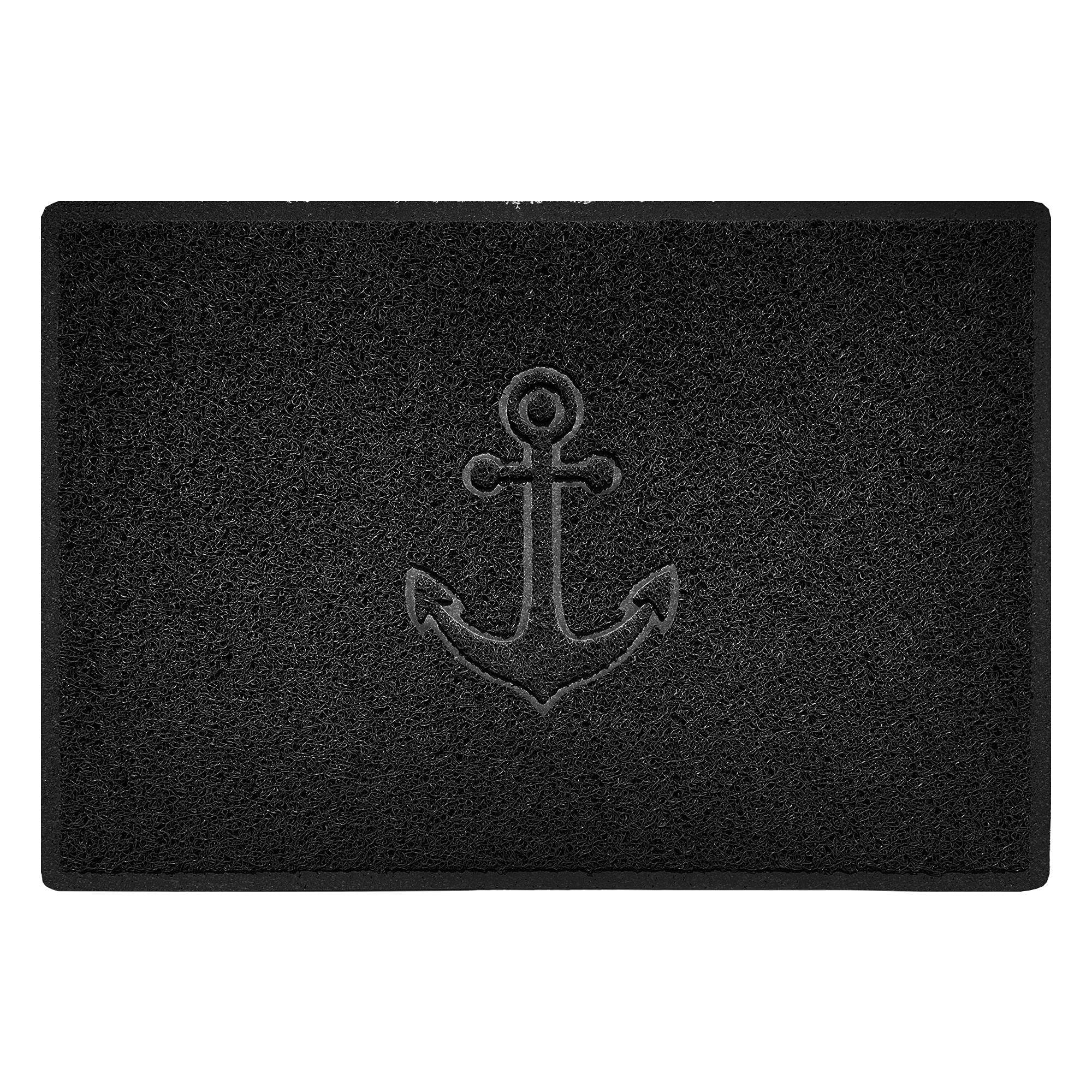 Nicoman Anchor Embossed Shape Door Mat Dirt-Trapper Washable Barrier Doormat-(Use Indoor or Sheltered Outdoor)-(90x60cm/3x2ft,Large) Black