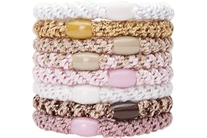 L. Erickson Grab & Go Pony - Cotton Candy - 8 Pack Ponytail Holder Hair Ties - Pink and White Mix