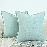 OYIMUA Soft Textured Decorative Throw Pillow Covers 20x20 Turquoise Blue Chenille Square Accent Solid Cushion Cover Cozy Farmhouse Pillow Cases for Couch Sofa Bedroom Living Room