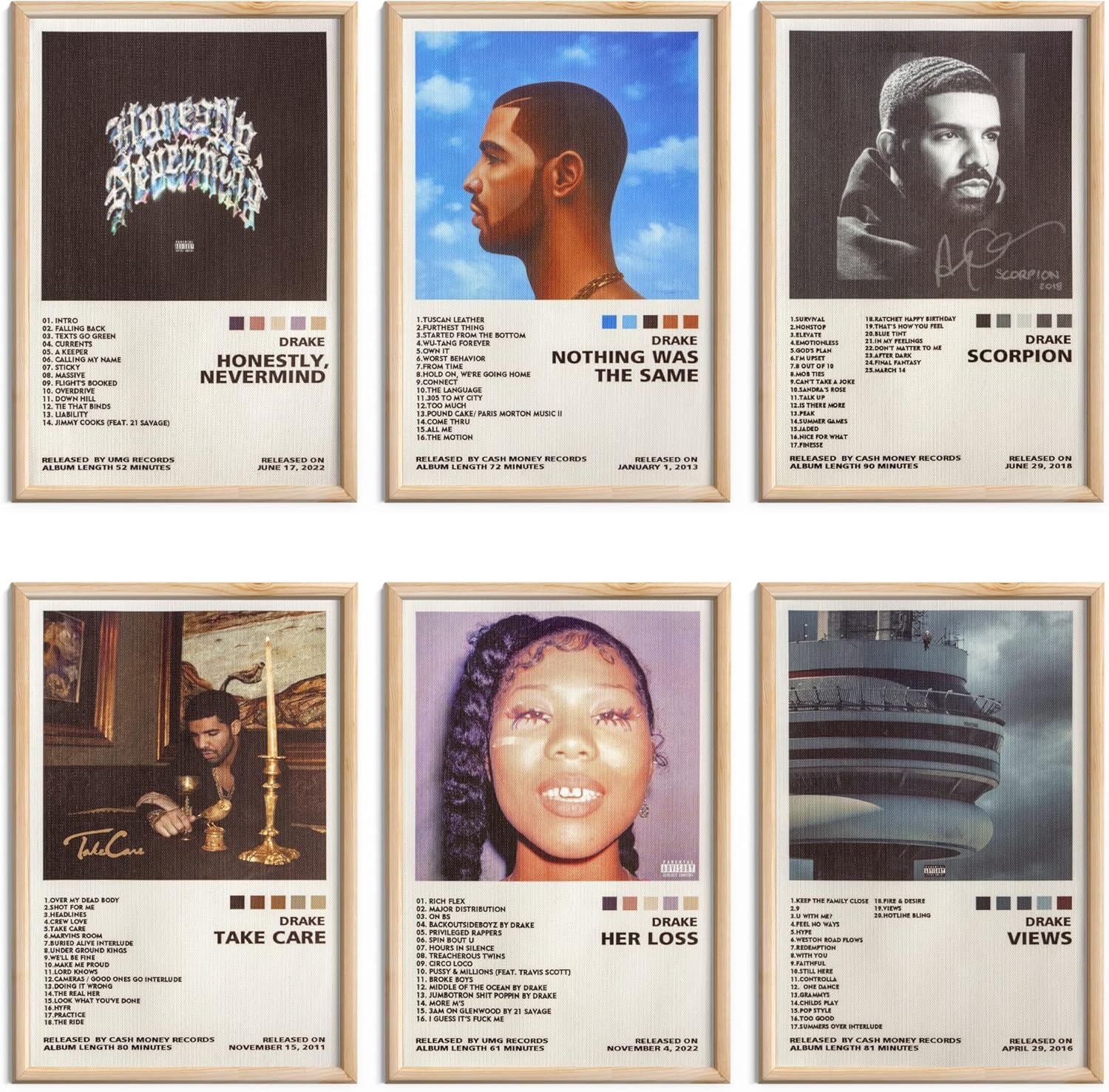 Wall Décor - ManRule Drake Poster Set of 6 Album Cover Posters 8 by 12 inch Music Posters for Room Aesthetic Canvas Wall Art for Teens Room Decor UNFRAMED (Drake)