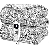 blunique Heated Blanket Electric Blanket Twin - Fast Heating Blanket Throw Double Sided Sherpa Ultra Soft Cozy with 10 Heating Levels & 2-10 Hours Auto Off, Mashine Washable, 62 x 84 Inches, Grey