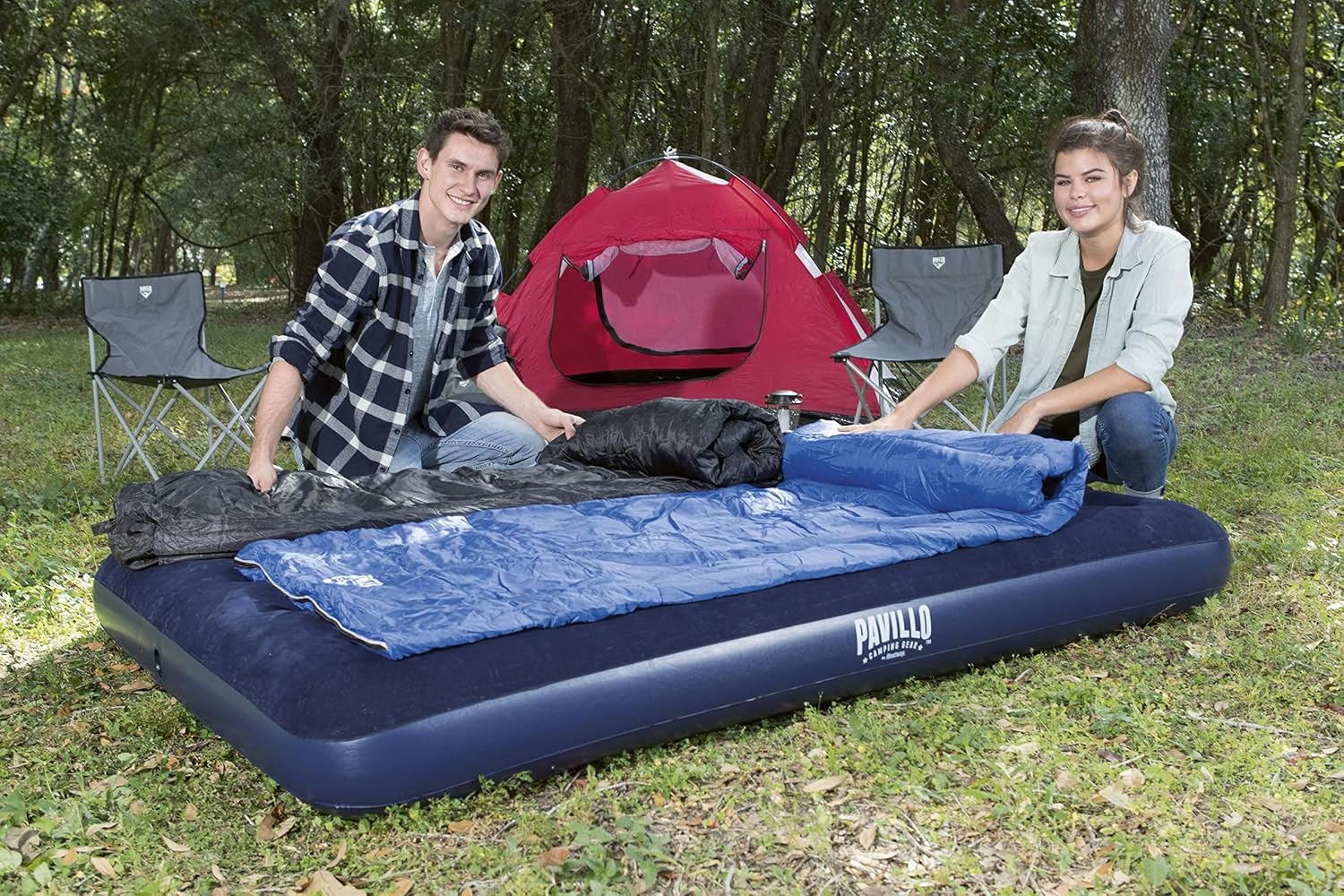 Bestway Pavillo™ 67002 Double Inflatable Camping Mattress 191 x 137 x 22 cm, Blue - Image 3