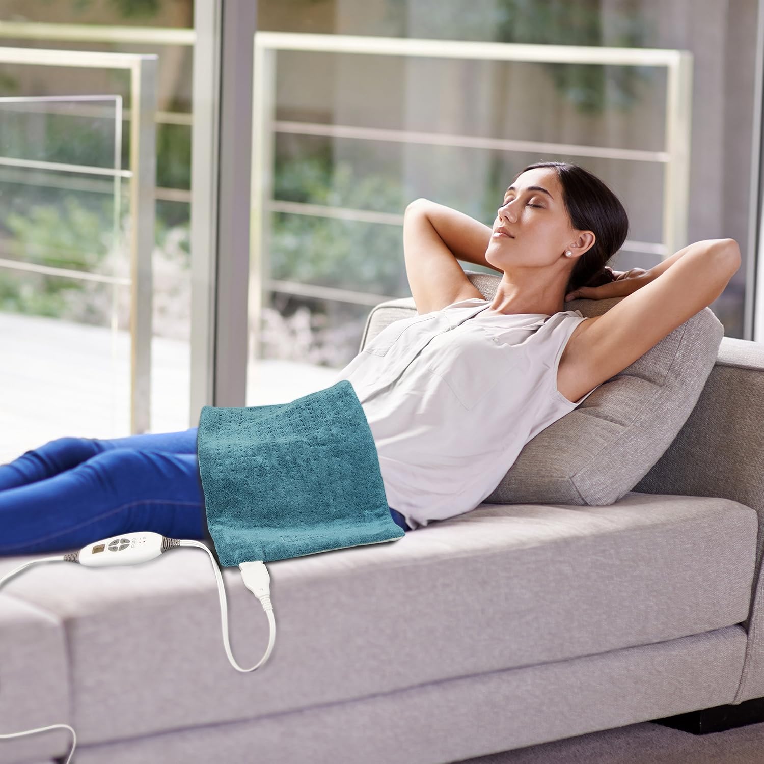 Pure Enrichment PureRelief XL (12"x24") Electric Heating Pad for Back Pain and Cramps - Ultra-Soft with 6 Temperature Settings, Auto Shut-Off, and Moist Heat (Turquoise Blue): Health & Personal Care