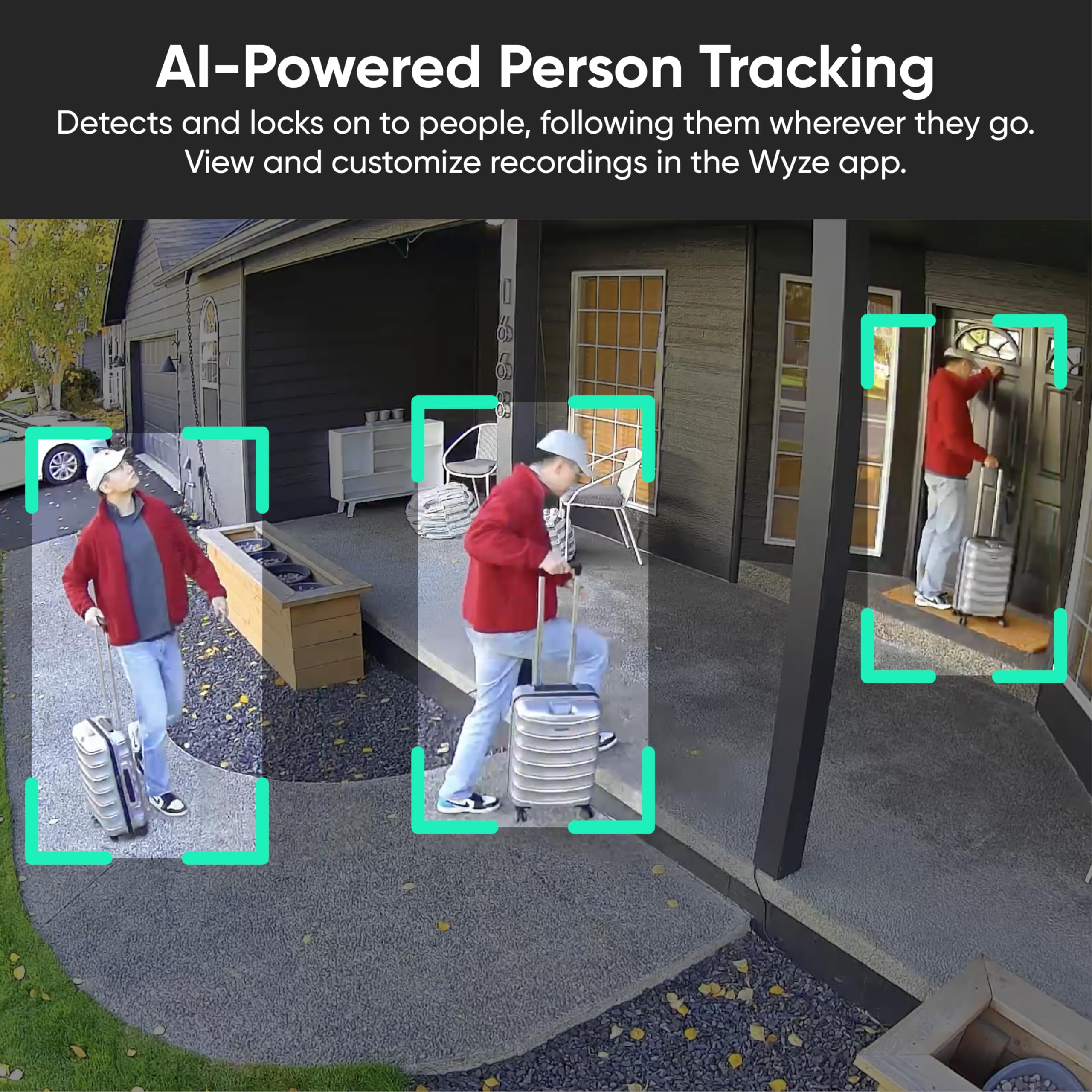 WYZE Solar Cam Pan, Security Cameras Wireless Outdoor, 2K HD 360° Pan-Tilt Battery Powered 2.4GHz Wi-Fi Cameras for Home Security, AI Motion Detection, Color Night Vision, 2-Way Audio, No Blind Spots