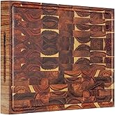 AZRHOM Thick End Grain Acacia Wood Cutting Board 20x15x2 In, Wooden Butcher Block, Chopping Board For Kitchen with Juice Groove Handles Non-Slip Pats (Gift Box)