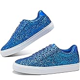 Jeekopeg Glitter Sparkly Fashion Sneakers Shoes Shiny Casual Shoes Bling Sequin Concert Low Cut Lace up Shoes