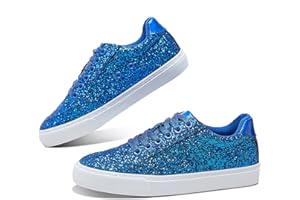 Jeekopeg Glitter Sparkly Fashion Sneakers Shoes Shiny Casual Shoes Bling Sequin Concert Low Cut Lace up Shoes