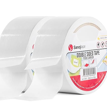 Sanojtape Doppelseitiges Klebeband (2-Pack) für Büro Foto Dekoration 50mm x 10m