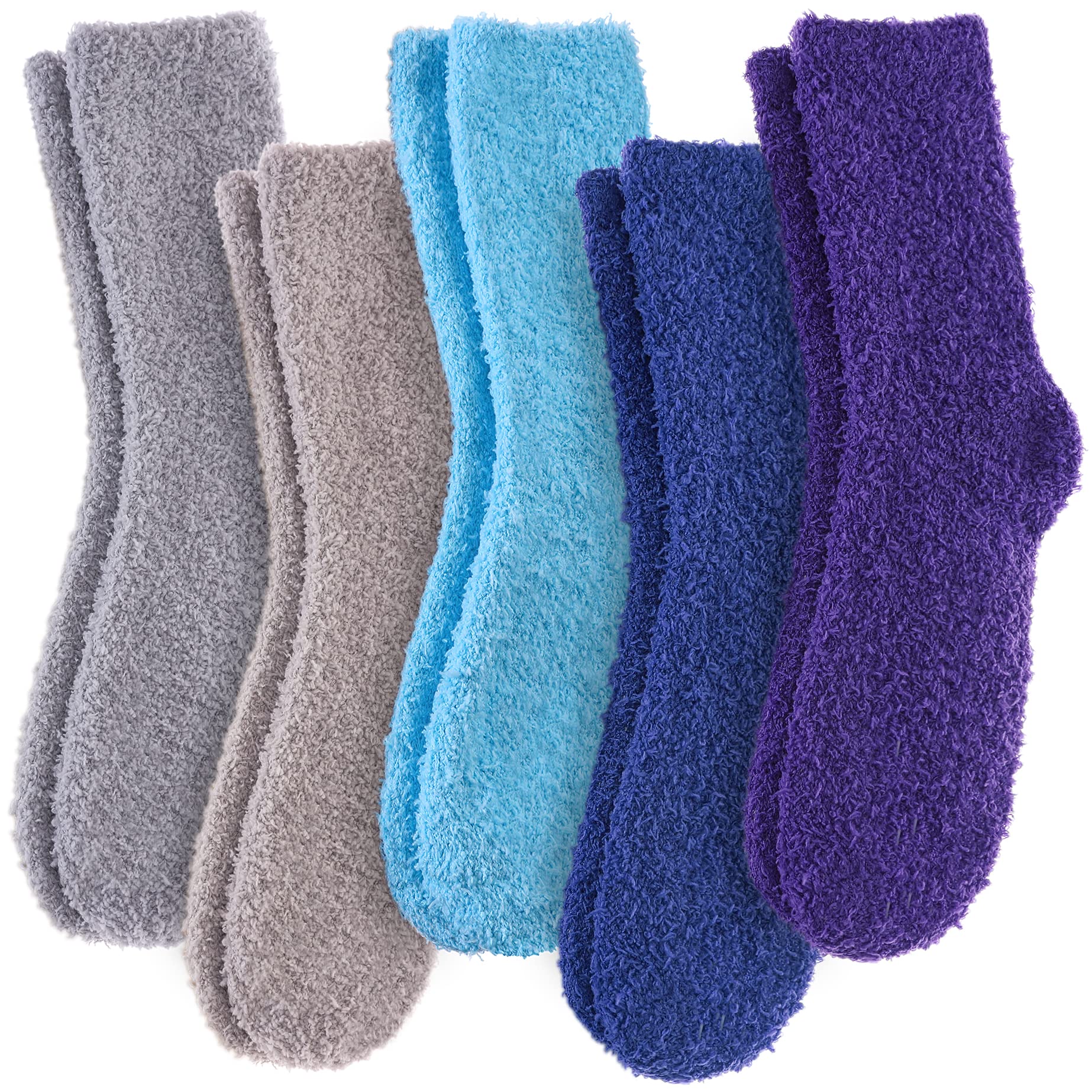 Photo 1 of *MISSING PURPLE, GREY* LINEMIN Womens Fuzzy Socks Cozy Fluffy Winter Warm Slipper Socks Microfiber Soft Home Sleeping Socks (5 Pack Soild Color F)