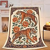Tiger Blanket Super Soft Warm Fluffy Fleece Flannel Asian Oriental Animal Throw Blanket Cozy Fuzzy Plush Stuff Bedding Blankets Gifts for Women Kids Boys Girls Adults 50"X40"
