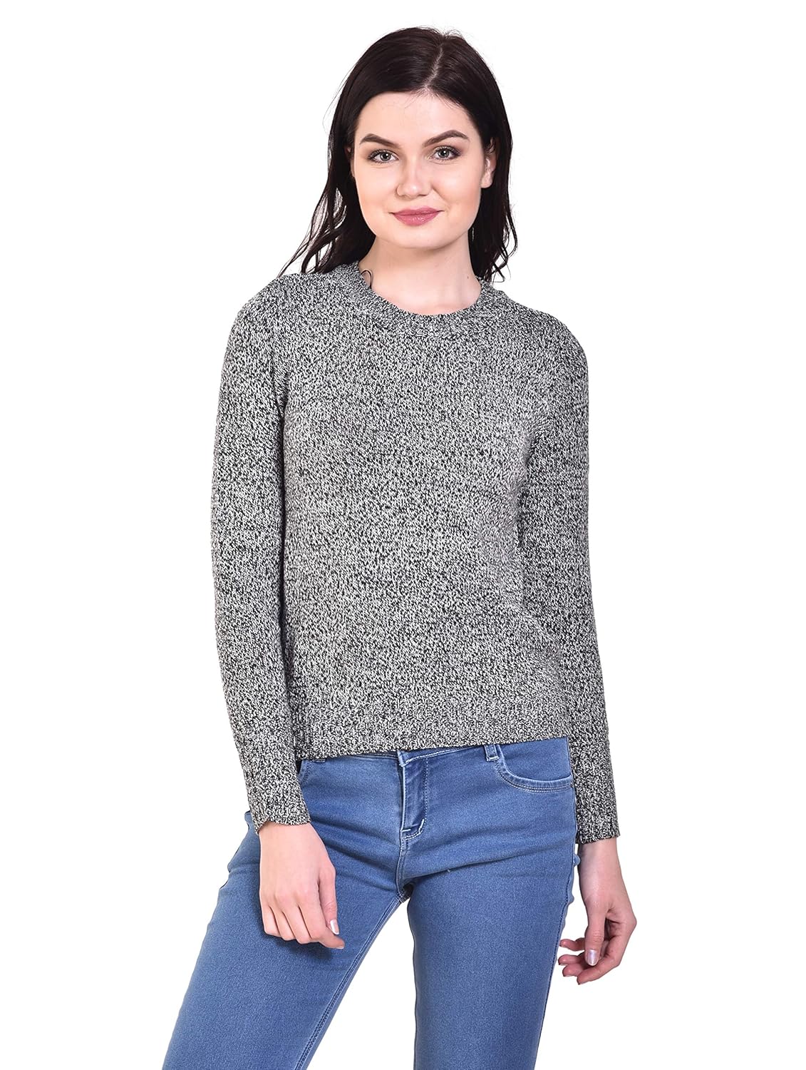 mansicollections full sleeves teal multi-color sweater for women