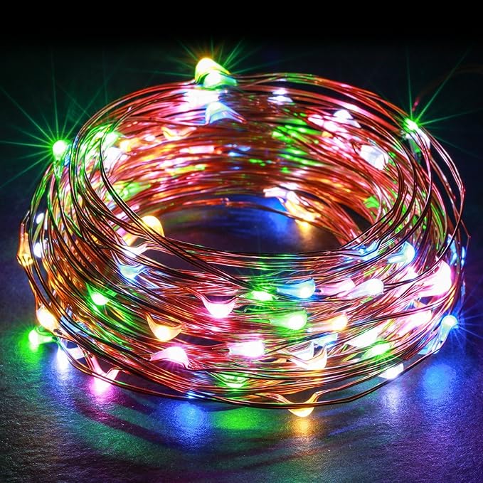 LTETTES 10M 100LED Multicolor - RED,Green,Blue,Yellow USB Powered Copper Wire LED Decorative Fairy String Lights, Decoration DIY Wedding Party Festival