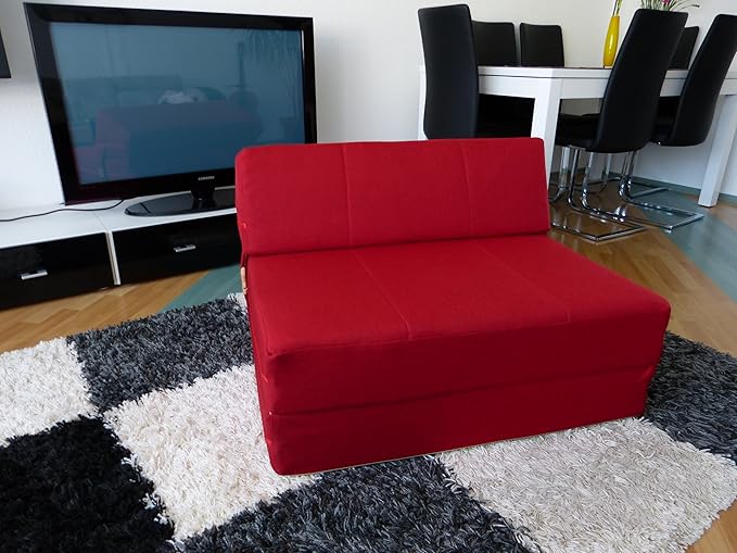 SESSEL GÄSTEBETT SCHLAFSESSEL 140 x 190 x 15cm. Sofa (Rot): Amazon.de