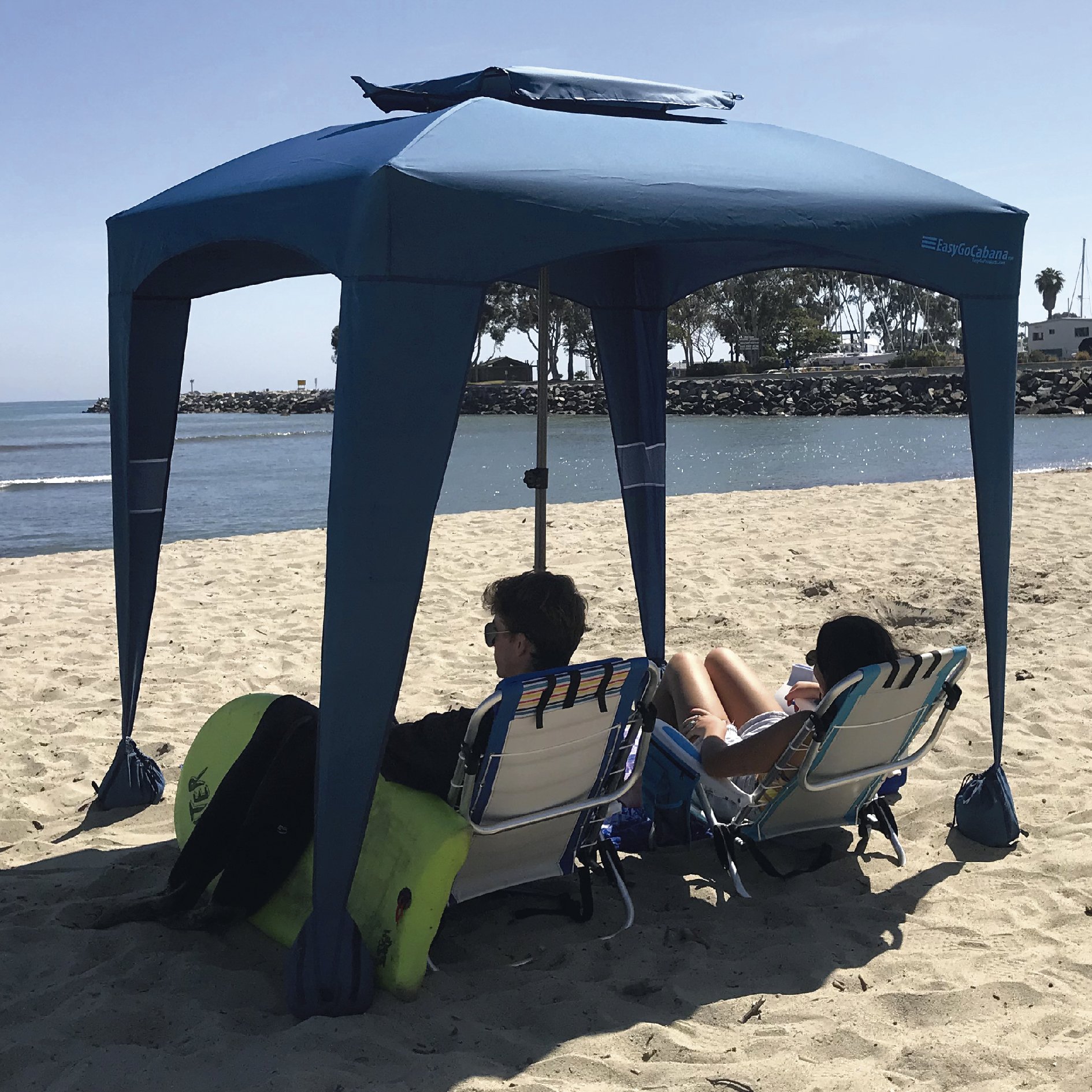 EasyGo Cabana - 6' X 6' - Beach & Sports Cabana Keeps You Cool and Comfortable. Easy Set-up and Take Down. Large Shade Area. More Elegant & Classier Than Beach Umbrella