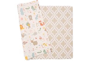 Baby Care Play Mat (Large, Moroccan - Beige) 82'' x 55'' Original One-Piece Reversible Rollable Waterproof Baby Mat, Floor Cushion for Babies 6-12 Months, Infants, Toddlers, and Kids